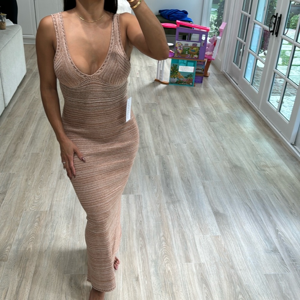 Torn by Ronny Kobo Tan Knit Dress